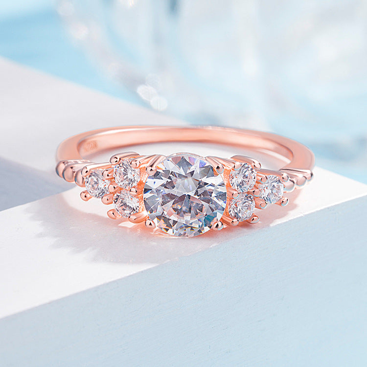 Diamond-Inlaid Ring | Copper White Gold Rose Gold Sizes 6-9