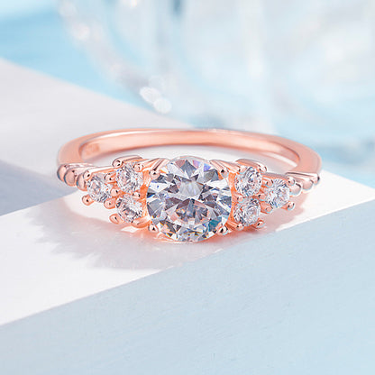 Diamond-Inlaid Ring | Copper White Gold Rose Gold Sizes 6-9