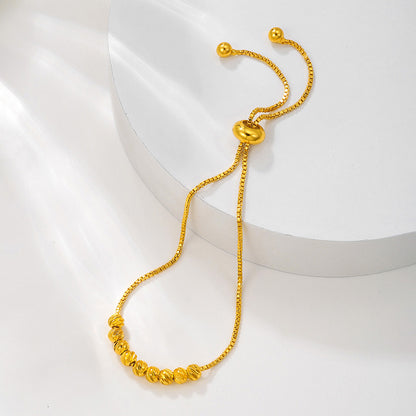 Gold Flower Bead Pull Rope Bracelet | Good Luck Design