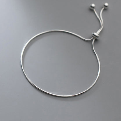 925 Silver Beads Snake Bone Adjustable Bracelet