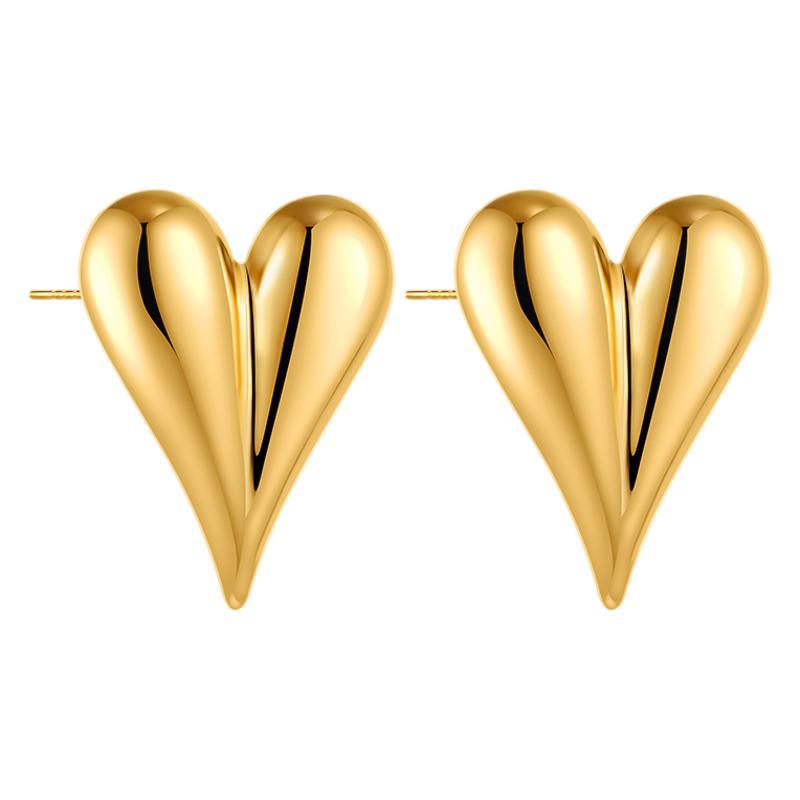 18K Gold Cross Stud Earrings | Stainless Steel Glossy Unisex