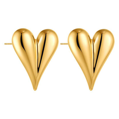 18K Gold Cross Stud Earrings | Stainless Steel Glossy Unisex