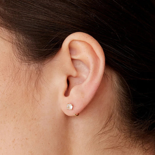 Semicircular Zircon Piercing Earrings | Copper Minimalist Gold Platinum