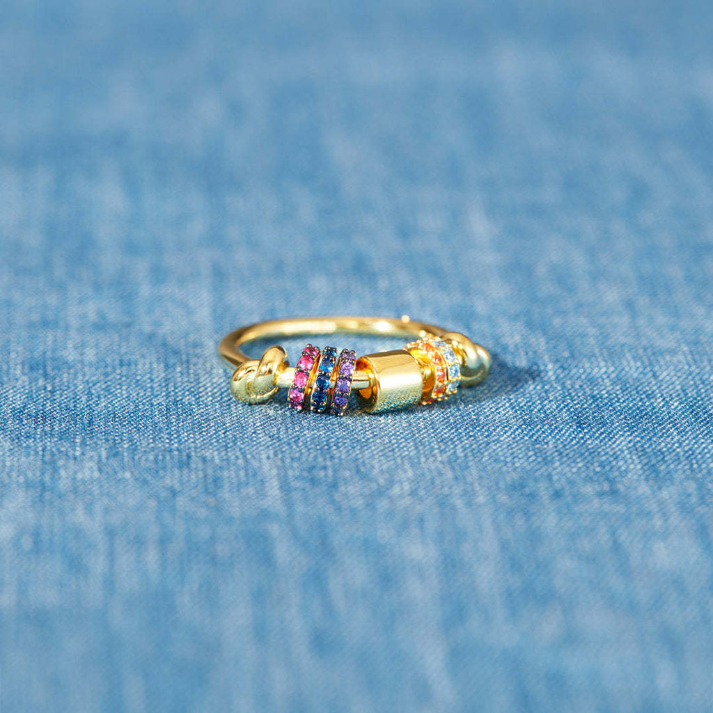Zircon Spinner Anxiety Ring | Rotatable Copper Ring