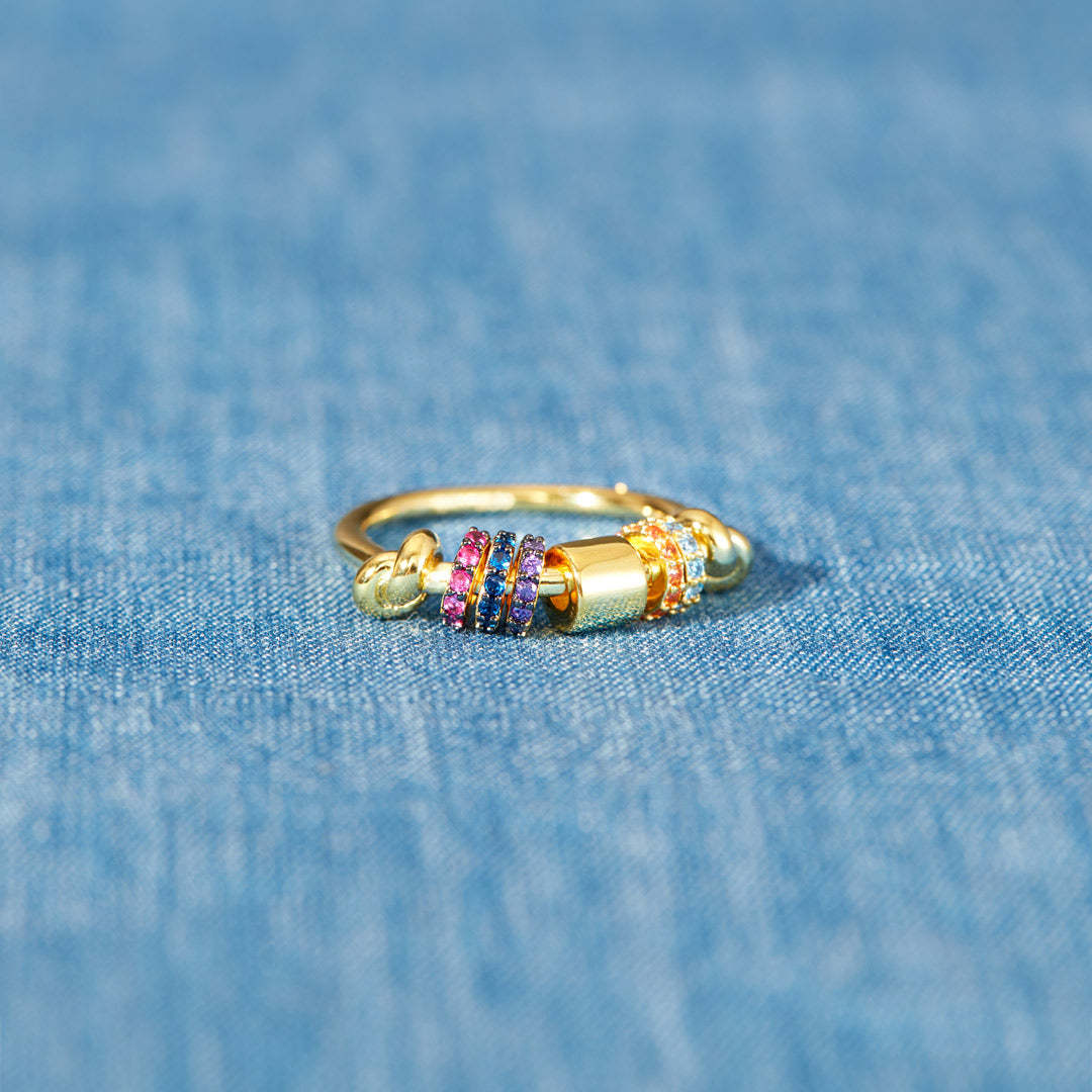 Zircon Spinner Anxiety Ring | Rotatable Copper Ring