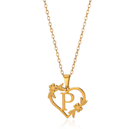 18K Gold Plated Hollow Heart and Flower Pendant Necklace | Stainless Steel