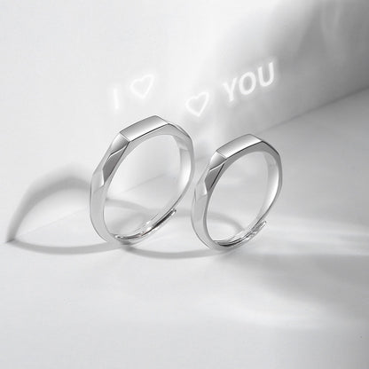S925 Sterling Silver Hidden Love Pattern Ring | Couple Surprise Ring