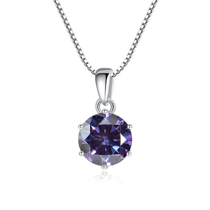 925 Silver Round Moissanite Pendant Necklace