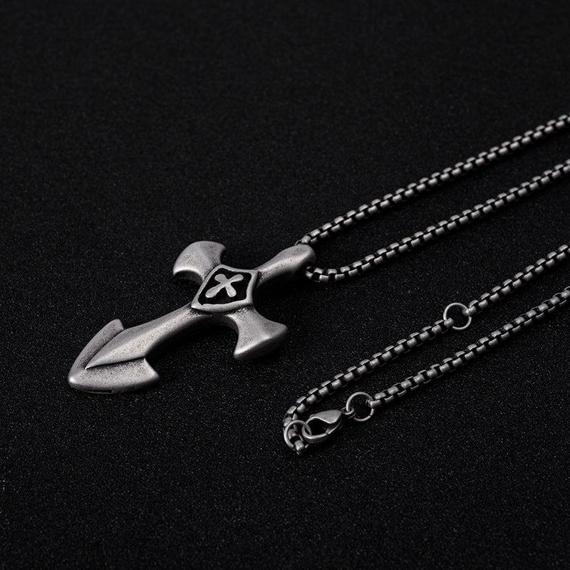 Men's Hip Hop Dog Tag Pendant Necklace in Titanium Steel
