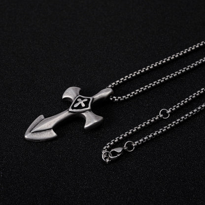 Men's Hip Hop Dog Tag Pendant Necklace in Titanium Steel