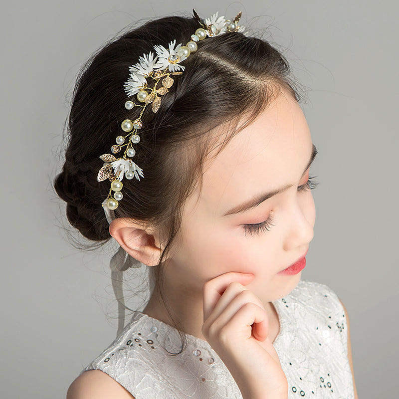 Girls Daisy Garland Headband | Alloy Red Gold Flower Wreath