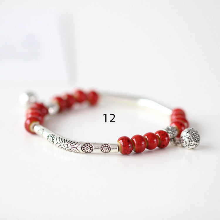 Handmade Ceramic Bead Bracelet for Women