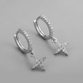 925 Silver Diamond Star Earrings | Gold Silver K-Gold Gem Inlay
