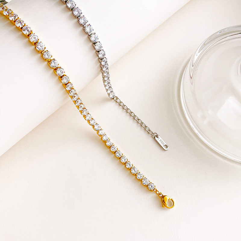 Full Diamond Titanium Steel Couple Bracelet | Gold and Steel