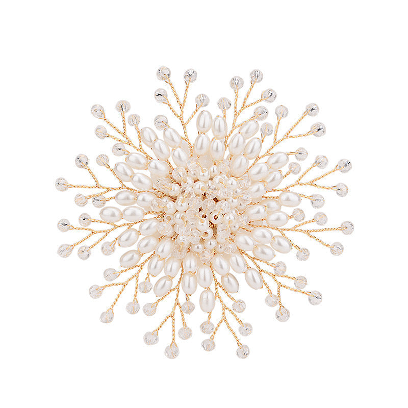 Pearl Snowflake Corsage Brooch | Copper Wire Korean Sequin