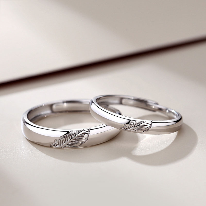 One Leaf Knows Autumn Couple Ring | Sterling Silver Leaf Design