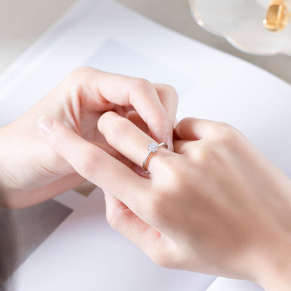 Sterling Silver Moissanite Ring | 925 Silver Zircon Women's Adjustable