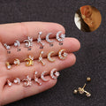 Double Head Screw Earrings | Metal Zircon Inlaid 6 Styles