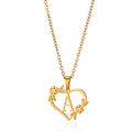 18K Gold Plated Hollow Heart and Flower Pendant Necklace