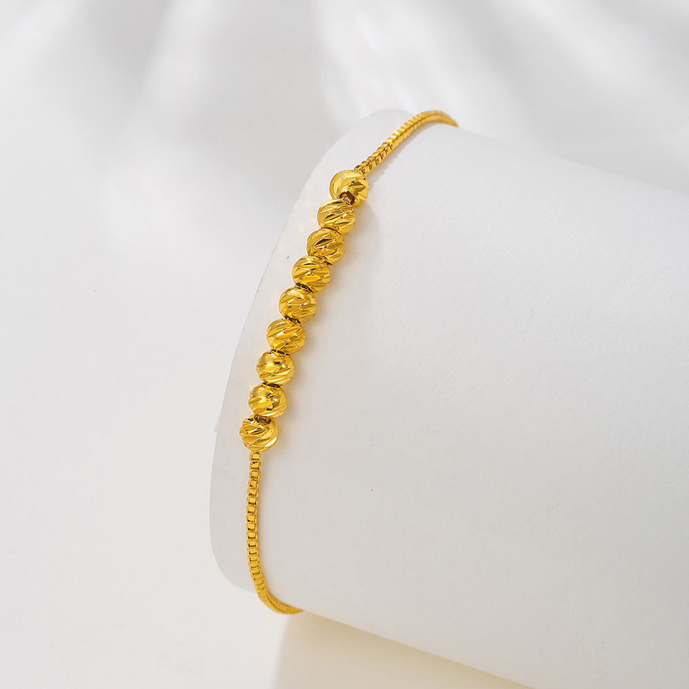 Gold Flower Bead Pull Rope Bracelet | Good Luck Design