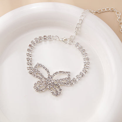 Full Diamond Butterfly Anklet | Alloy Multilayer Rhinestone Gold Silver