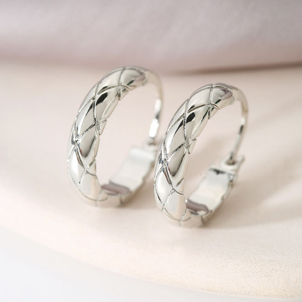 Glossy Diamond Plaid Earrings | Copper European Style Gold Silver