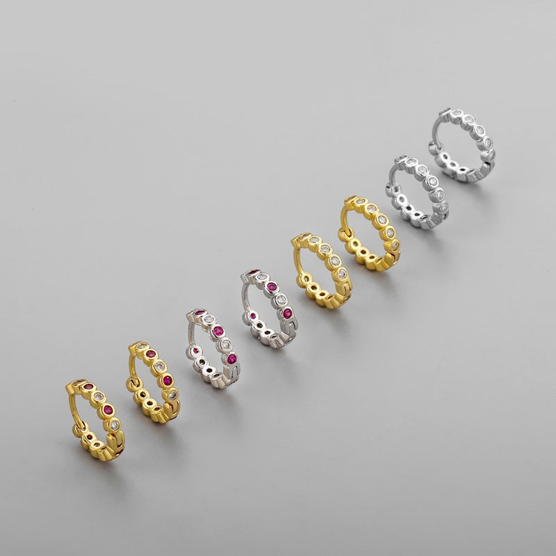 Korean Diamond Embedded Earrings | Copper Gold Silver Versatile