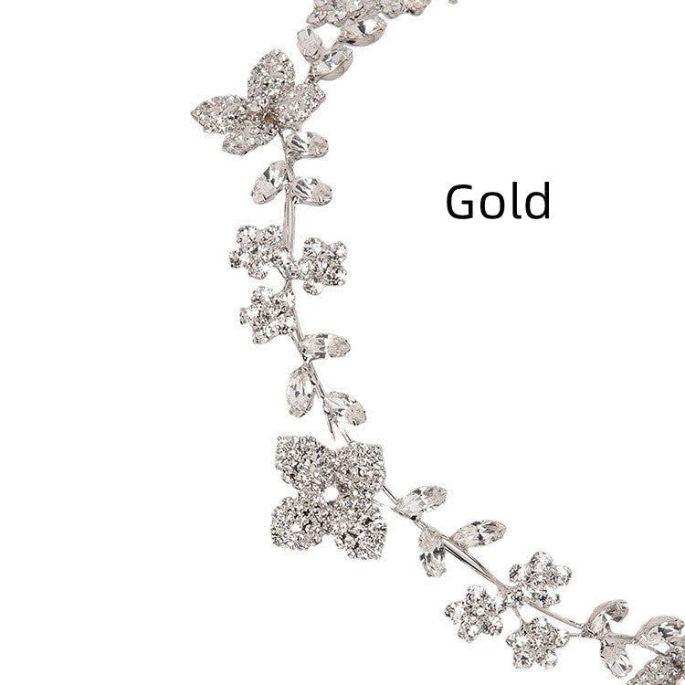 Crystal Zircon Flower Hair Band | Water Diamond Gold Silver 30g