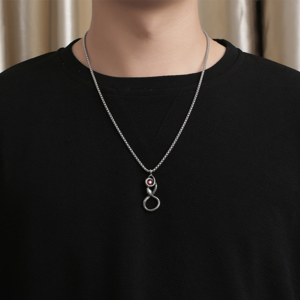 Vintage Eye Pendant Necklace in Titanium Steel