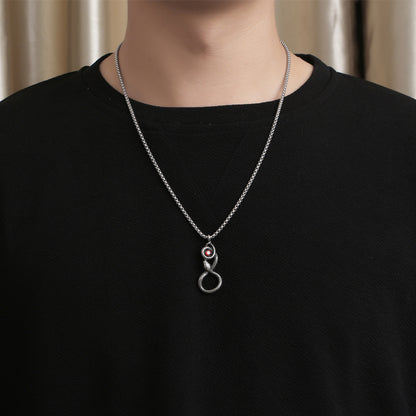 Vintage Eye Pendant Necklace in Titanium Steel