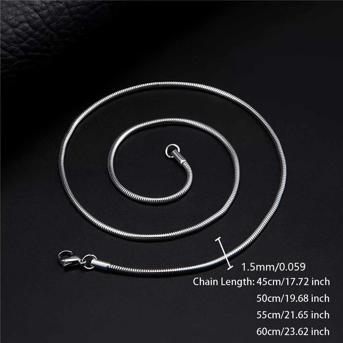 Men's Punk Stainless Steel Round Snake Chain Necklace