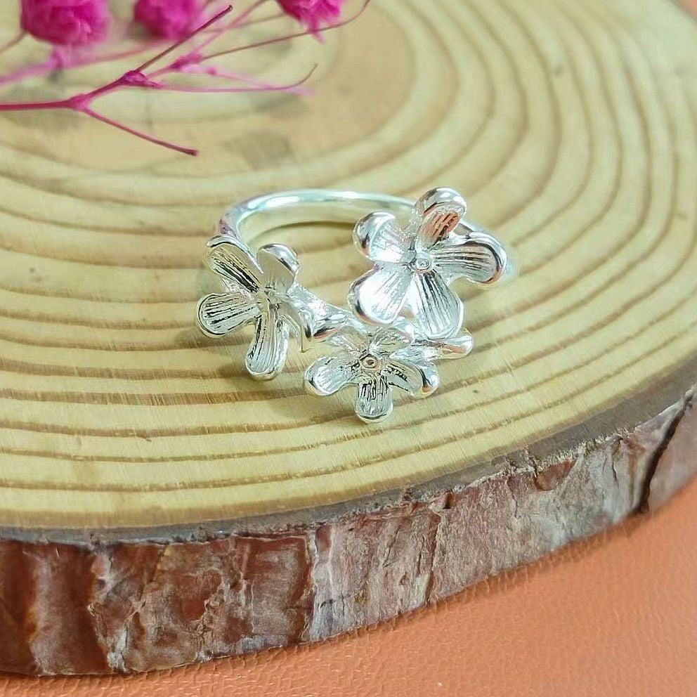 Camellia Open Ring for Women | Adjustable Zinc Alloy