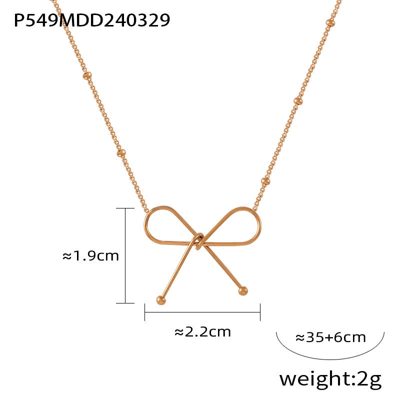 Bowknot Collarbone Necklace and Bracelet Set for Women