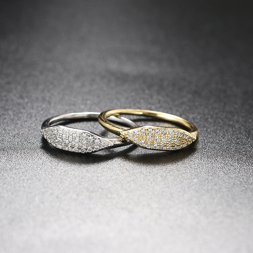 Gold Plated Zircon Micro Setting Ring | Copper White Gold 14K