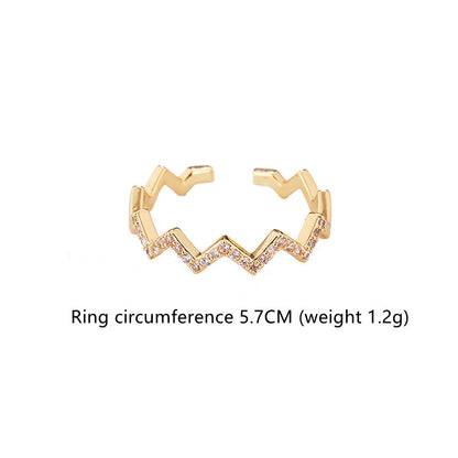 Micro Inlaid Full Diamond Zircon Ring | Copper Adjustable Women's