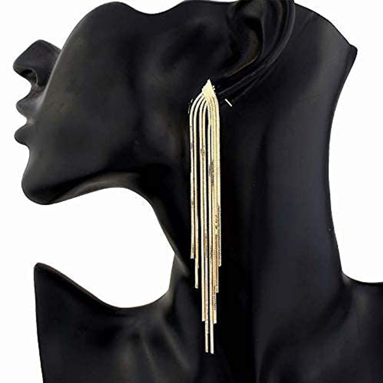 Long Fringe Tassel Earrings | Copper Gold Silver Gun Black