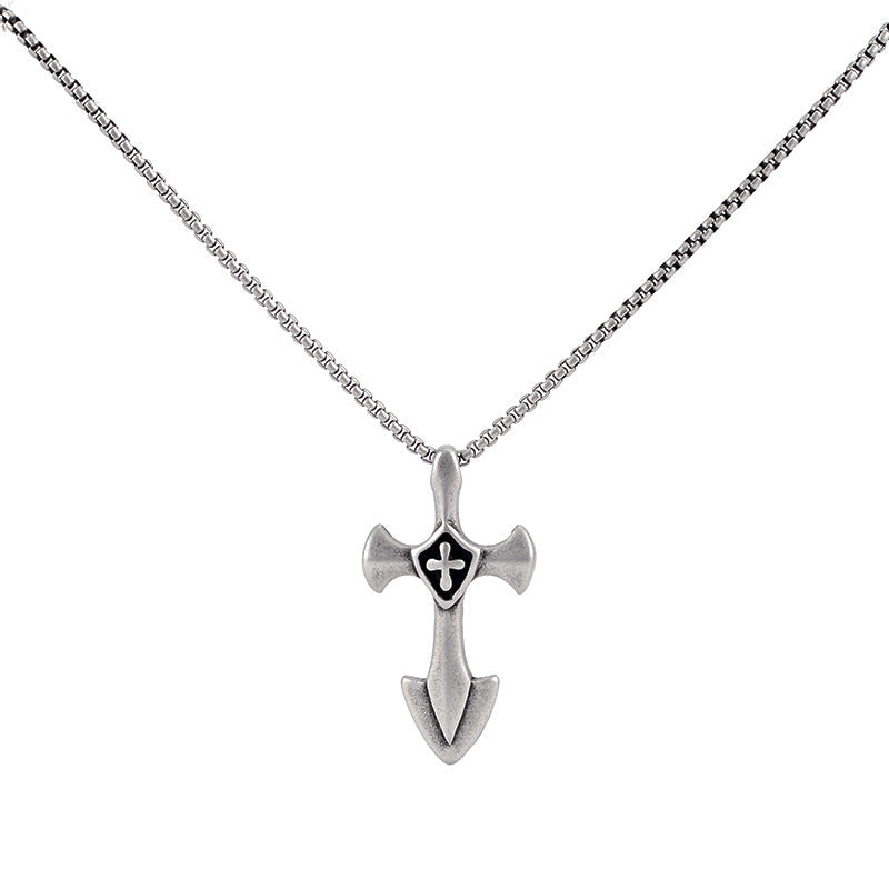 Men's Hip Hop Dog Tag Pendant Necklace in Titanium Steel