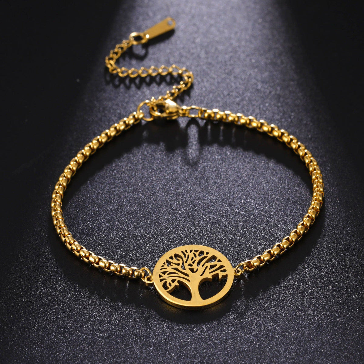 Hollow Life Tree Pendant Bracelet in Titanium Steel