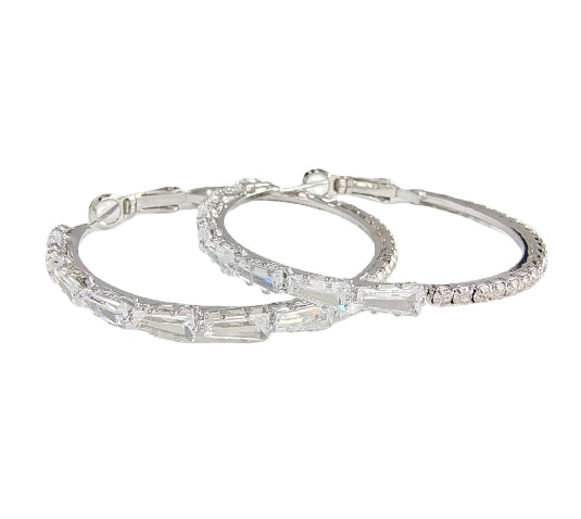 S925 Hollow Zircon Big Earrings | Copper Vintage White Gold