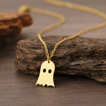 925 Silver Cute Ghost Pendant Necklace | Halloween Design