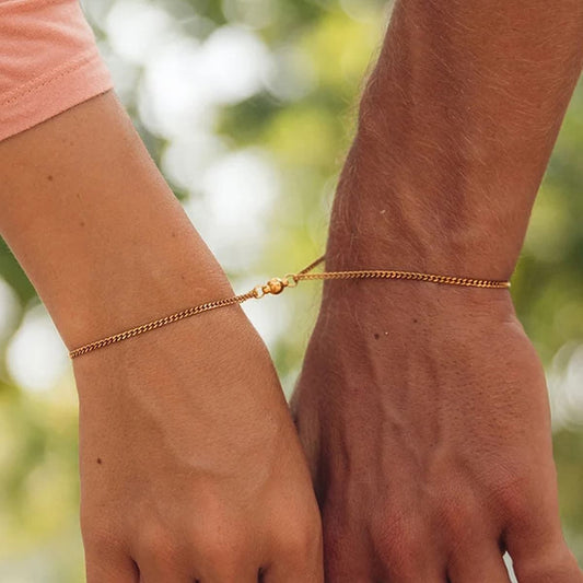 Magnetic Couple Bracelet Set in Titanium Steel