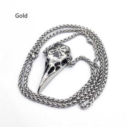 Viking Skull Eagle Pendant Necklace | Titanium Steel Gold Silver