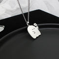 Cute Ghost and Cat Pendant Necklace in Stainless Steel