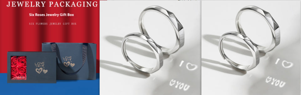 S925 Sterling Silver Hidden Love Pattern Ring | Couple Surprise Ring