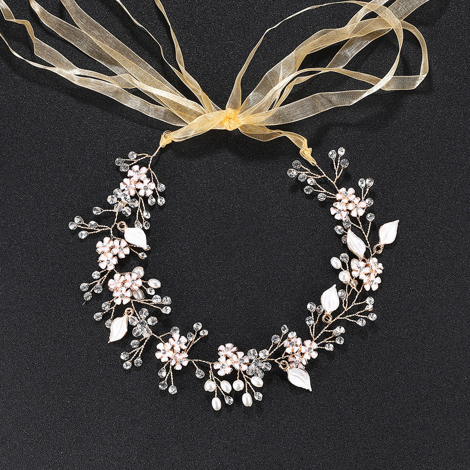 Pearl Flower Headband | Handmade Alloy European Gold Silver 40cm