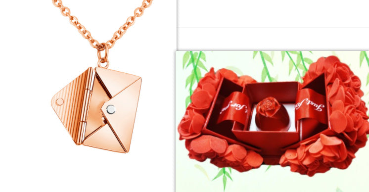 Envelope Love Letter Pendant Necklace for Women
