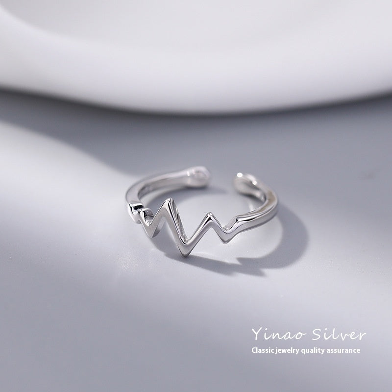 Heartbeat ECG Open Ring | Copper Unisex Statement Ring