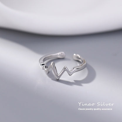 Heartbeat ECG Open Ring | Copper Unisex Statement Ring