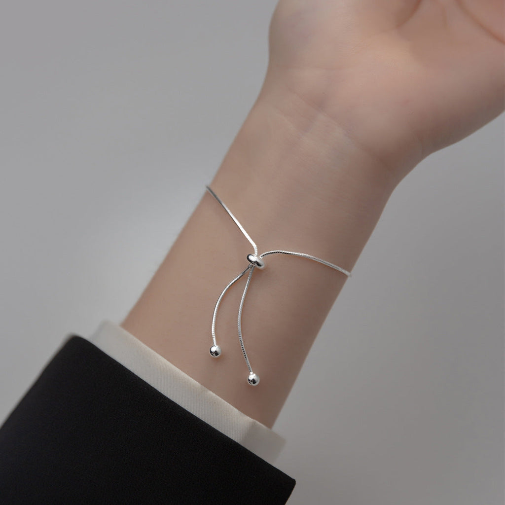 925 Silver Beads Snake Bone Adjustable Bracelet