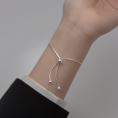 925 Silver Beads Snake Bone Adjustable Bracelet